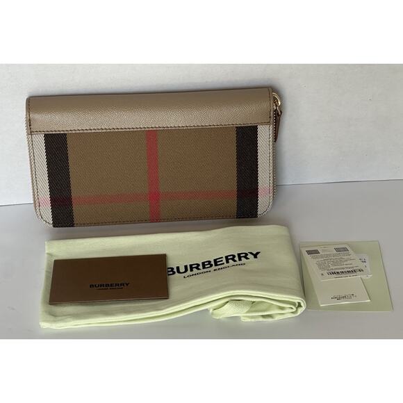 Burberry Large Zip Around House Check Wallet Chestnut Beige 8084519 NWT $630 - Picture 7 of 13
